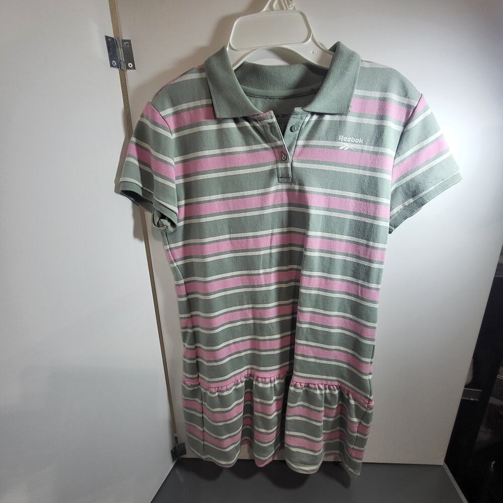 REEBOK young girls tennis dress, size  XL (14/16) gray & pink, cotton